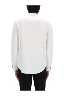 Ps by paul smith men’s white cotton dress shirt with classic collar and subtle back pleats shown from the back