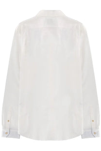 Ps by paul smith men’s cotton shirt white featuring a crisp white silk blouse with classic collar and buttoned cuffs