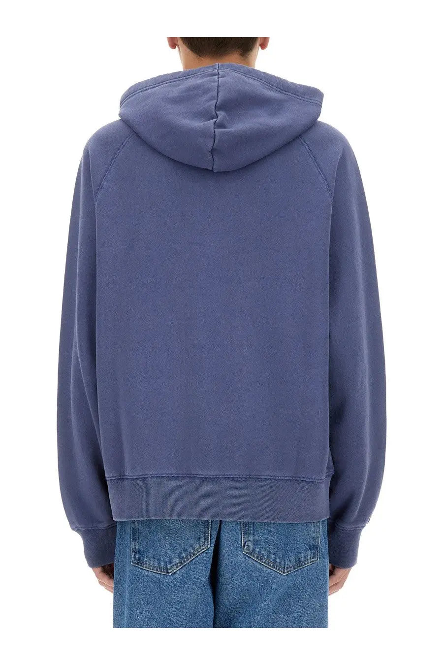 Ps By Paul Smith men’s happy hoodie blue soft muted blue hooded sweatshirt with ribbed cuffs and hem