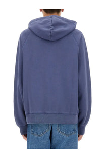 Ps By Paul Smith men’s happy hoodie blue soft muted blue hooded sweatshirt with ribbed cuffs and hem