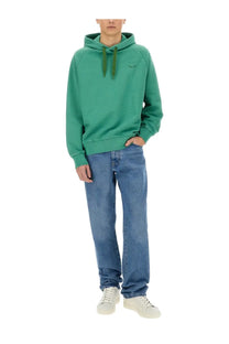 Ps By Paul Smith men’s green hooded sweatshirt with embroidered smiley face and matching drawstrings