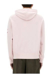 Ps by paul smith men’s happy sweatshirt blue features a soft pink hooded design with subtle red text on the left sleeve