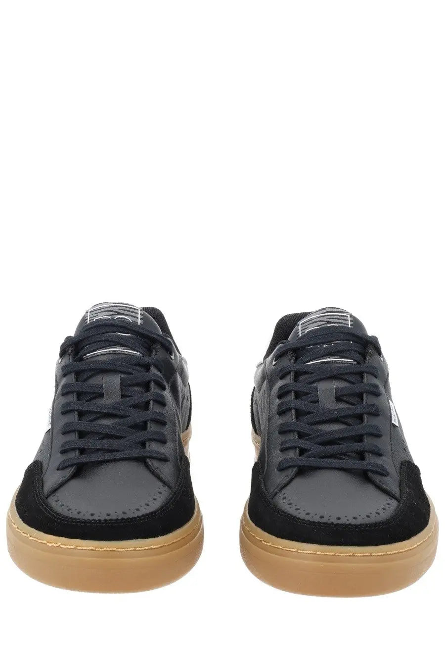 Ps by paul smith men’s hillstar sneaker black low-top with black and tan suede leather upper and contrasting gum sole