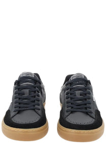 Ps by paul smith men’s hillstar sneaker black low-top with black and tan suede leather upper and contrasting gum sole