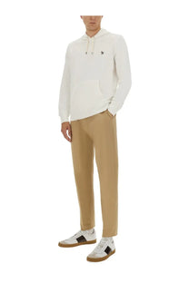 Ps by Paul Smith men’s white cotton hoodie with a small black embroidered logo on the chest