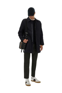 Black leather crossbody bag with silver hardware and subtle texture from ps by paul smith men’s lightweight waterproof blue collection