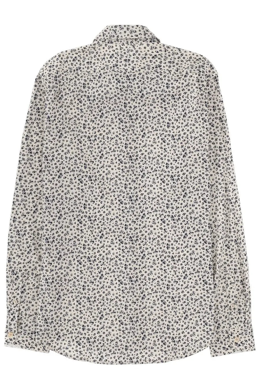 Ps by Paul Smith men’s printed shirt white with delicate off-white fabric and fine black floral pattern lightweight design