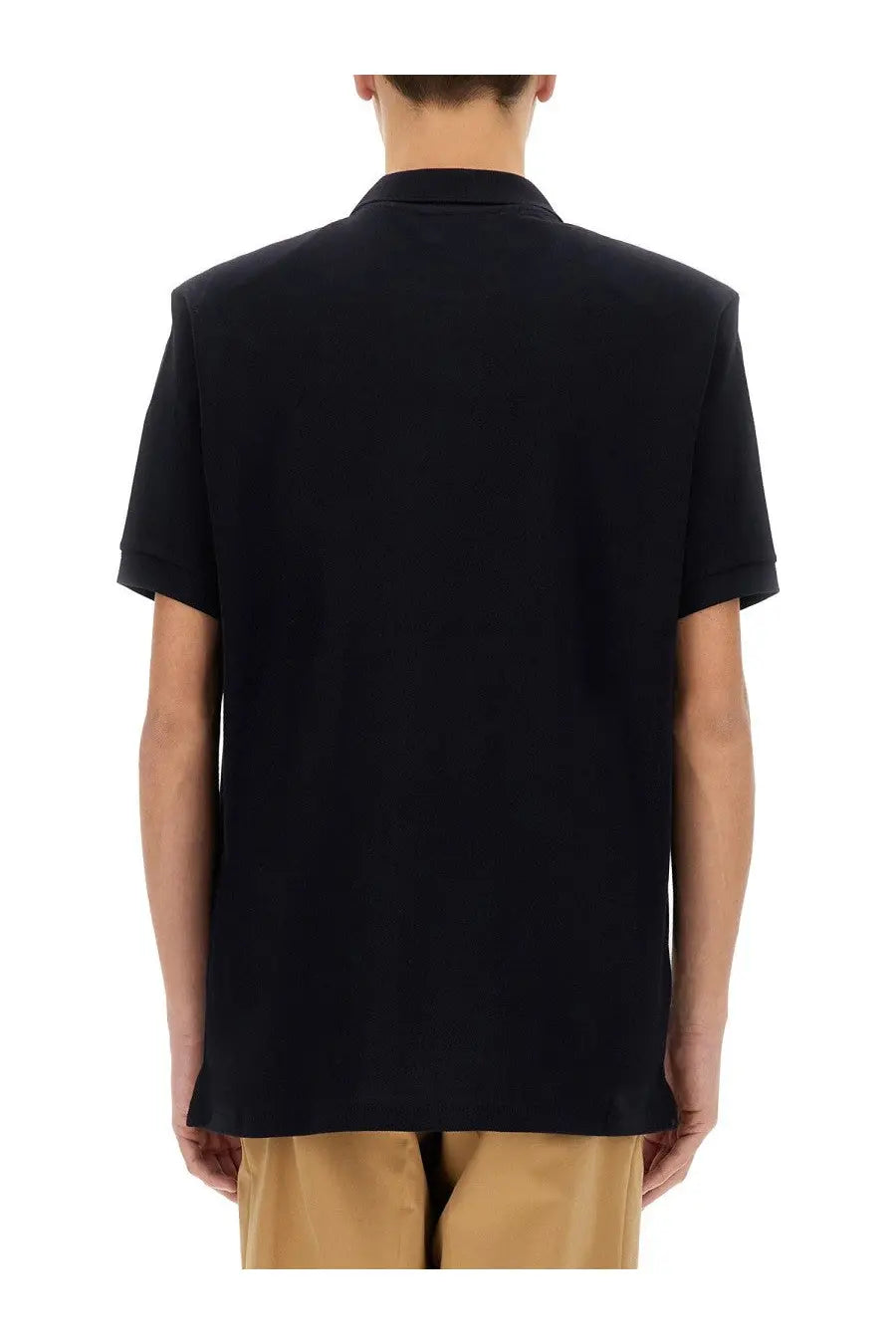 Black short-sleeved polo shirt with classic collar and neatly stitched seams from ps by paul smith mens regular fit collection