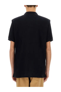 Black short-sleeved polo shirt with classic collar and neatly stitched seams from ps by paul smith mens regular fit collection