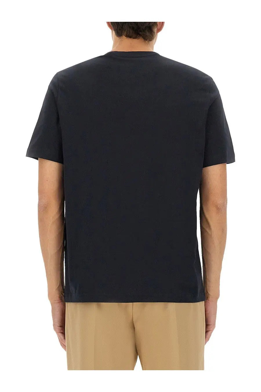 Black short sleeved crew neck t shirt made from cotton perfect for casual wear in ps by paul smith mens collection