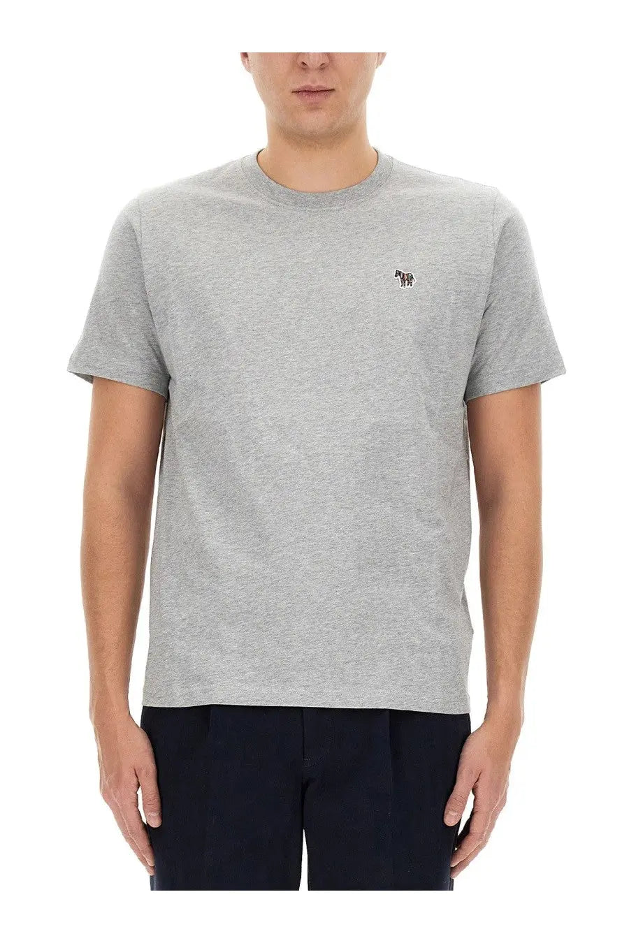 Ps by paul smith men’s regular fit gray heathered cotton t-shirt with small embroidered horse logo on left chest