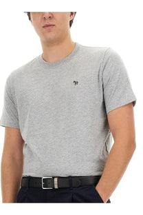 Ps by Paul Smith men’s regular fit gray heathered cotton t-shirt with small embroidered horse logo on left chest