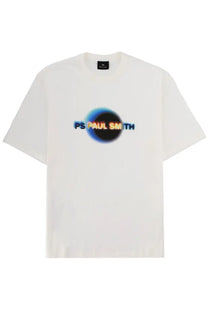 White ps by paul smith men shirt eclipse featuring a vibrant circular rainbow ps paul smith graphic on front