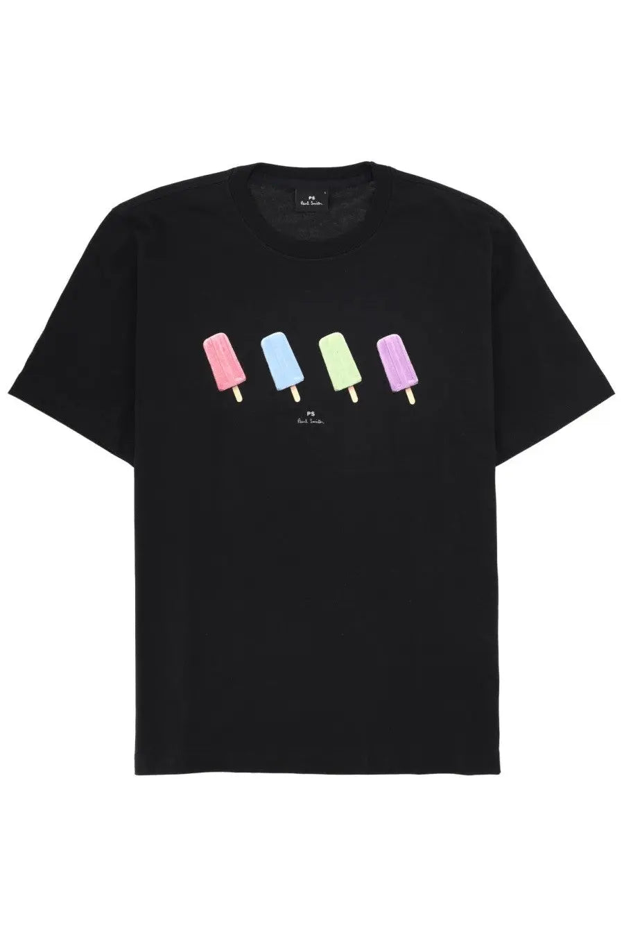 Ps by Paul Smith men’s black short-sleeved t-shirt with colorful pastel popsicles graphic on front