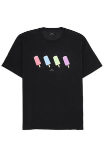Ps by Paul Smith men’s black short-sleeved t-shirt with colorful pastel popsicles graphic on front