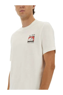 White cotton ps by paul smith men’s t-shirt with red and black paul smith rabbit logo on the chest