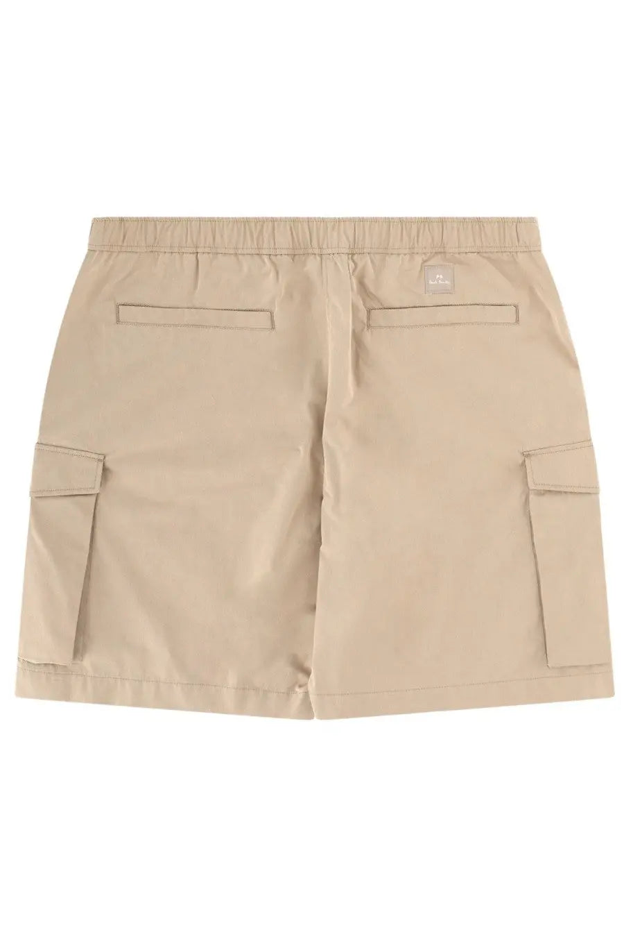 Beige cotton cargo shorts for men by ps by paul smith with elastic waistband and two large side pockets