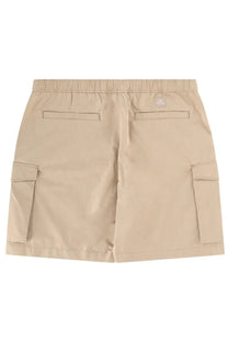 Beige cotton cargo shorts for men by ps by paul smith with elastic waistband and two large side pockets