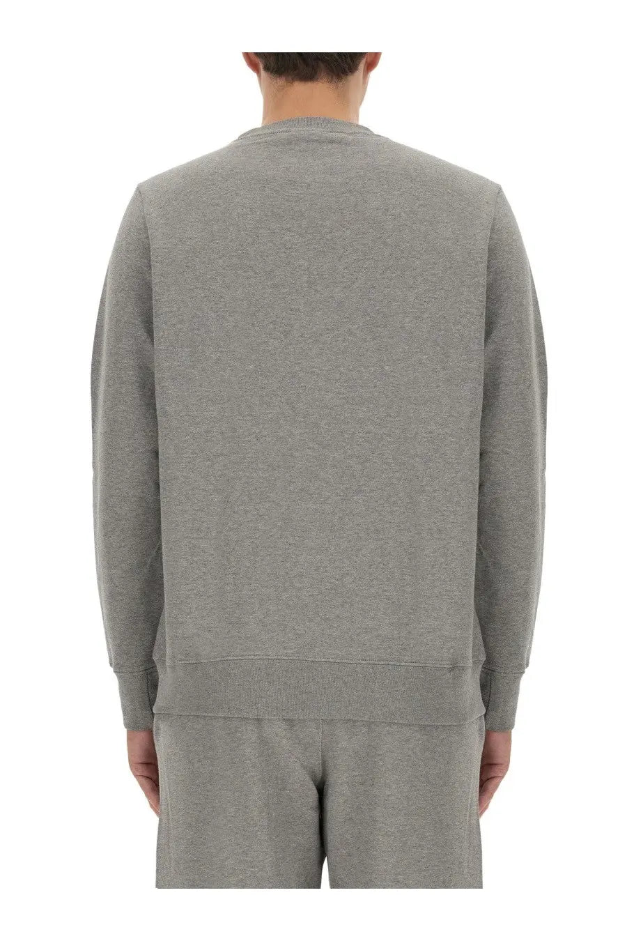 Ps by paul smith men’s sweatshirt grey heathered cotton with ribbed cuffs and hem for casual wear