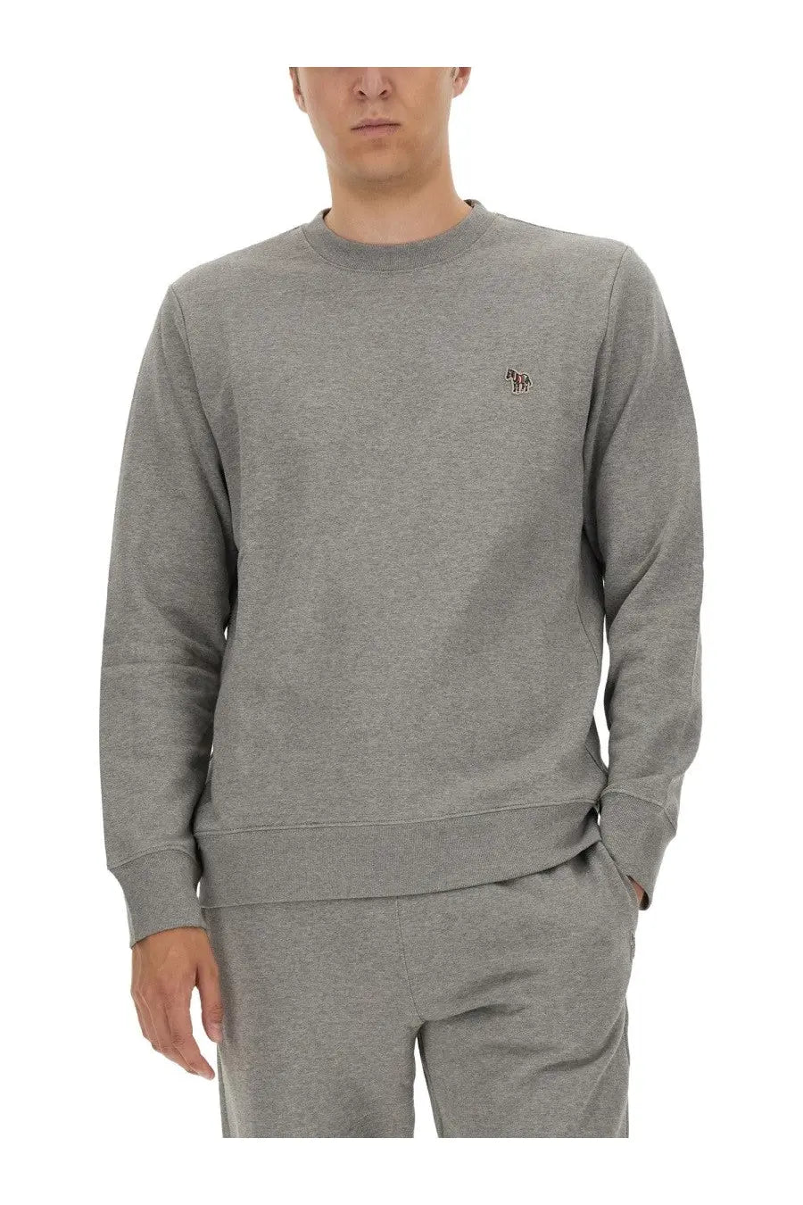 Ps by Paul Smith men’s grey heathered sweatshirt with small embroidered horse logo on left chest