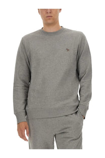 Ps by Paul Smith men’s grey heathered sweatshirt with small embroidered horse logo on left chest