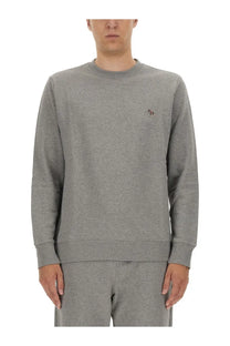Ps by paul smith men’s grey heathered sweatshirt with small embroidered logo on the left chest