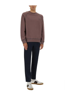 Ps by Paul Smith men’s mauve crewneck sweatshirt with long sleeves subtle seams and small chest embroidered logo