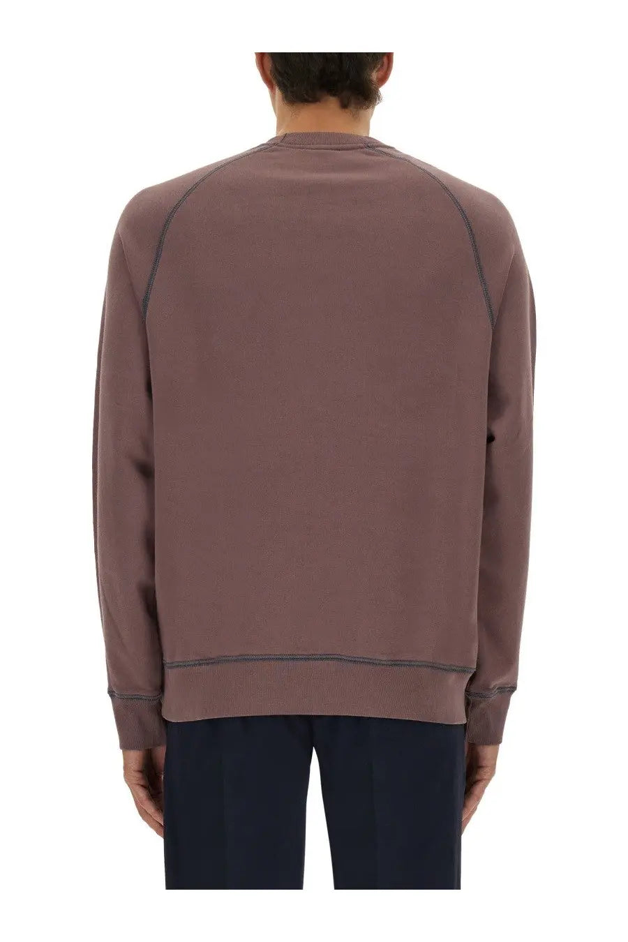 Ps by Paul Smith men’s sweatshirt purple mauve long-sleeved with contrasting dark stitching on seams and cuffs