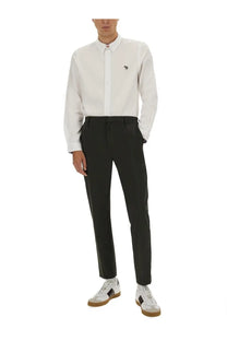 Ps by paul smith men’s tailored fit white long-sleeved button-down shirt with small embroidered logo on left chest