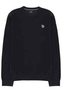 Black paul smith crewneck sweater with small embroidered horse logo on left chest for casual wear