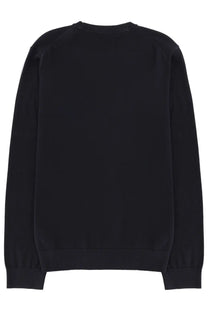 Black long-sleeved crewneck sweatshirt with ribbed cuffs and hem in ps by paul smith men’s zebra shirt blue collection