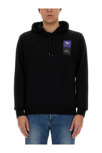 Black ps by Paul Smith men’s hoodie with a purple and black zebra patch on the chest