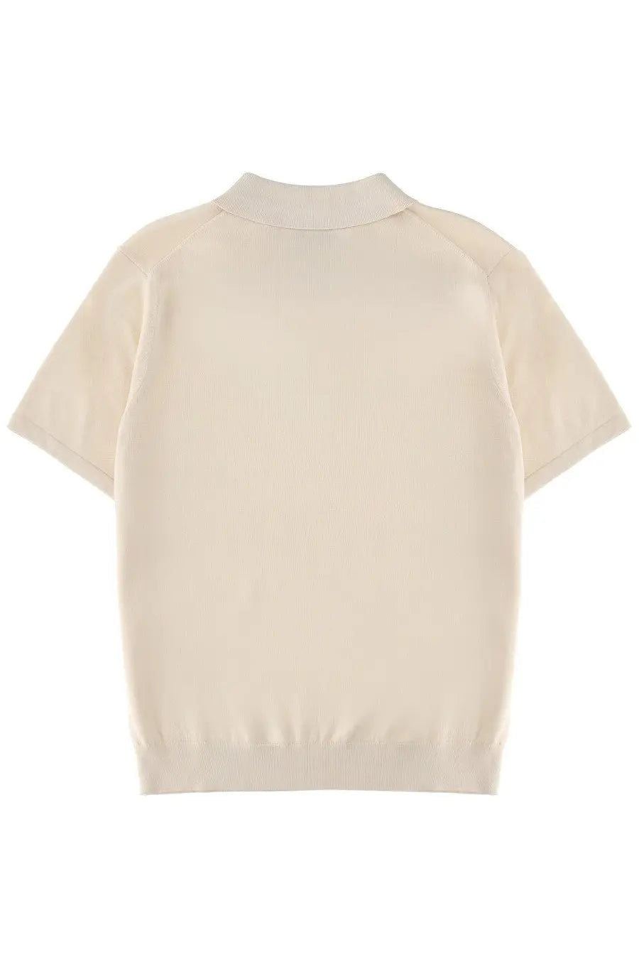 Cream-colored short-sleeved knit polo shirt with classic collar and ribbed hem by ps by paul smith men in white