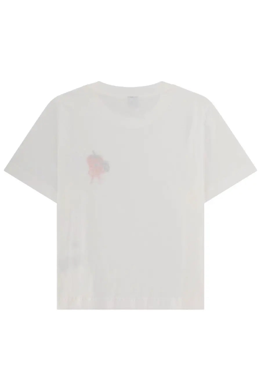 Ps by Paul Smith women’s white cotton t-shirt with subtle pink and gray abstract stain on the left chest area