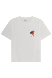 Off-white ps by paul smith women’s short-sleeved shirt with embroidered red pepper holding a camera on left chest
