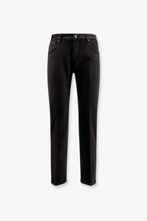 Pt Torino men’s black denim jeans with straight-leg cut and classic five-pocket design in black denim material
