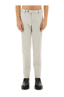 Pt torino men’s cotton pants in light gray with tailored fit and subtle front pleats for a polished look