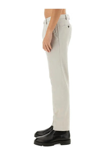 Pt Torino men’s cotton pants white featuring light gray tailored trousers with a sleek straight-leg cut and subtle stitching