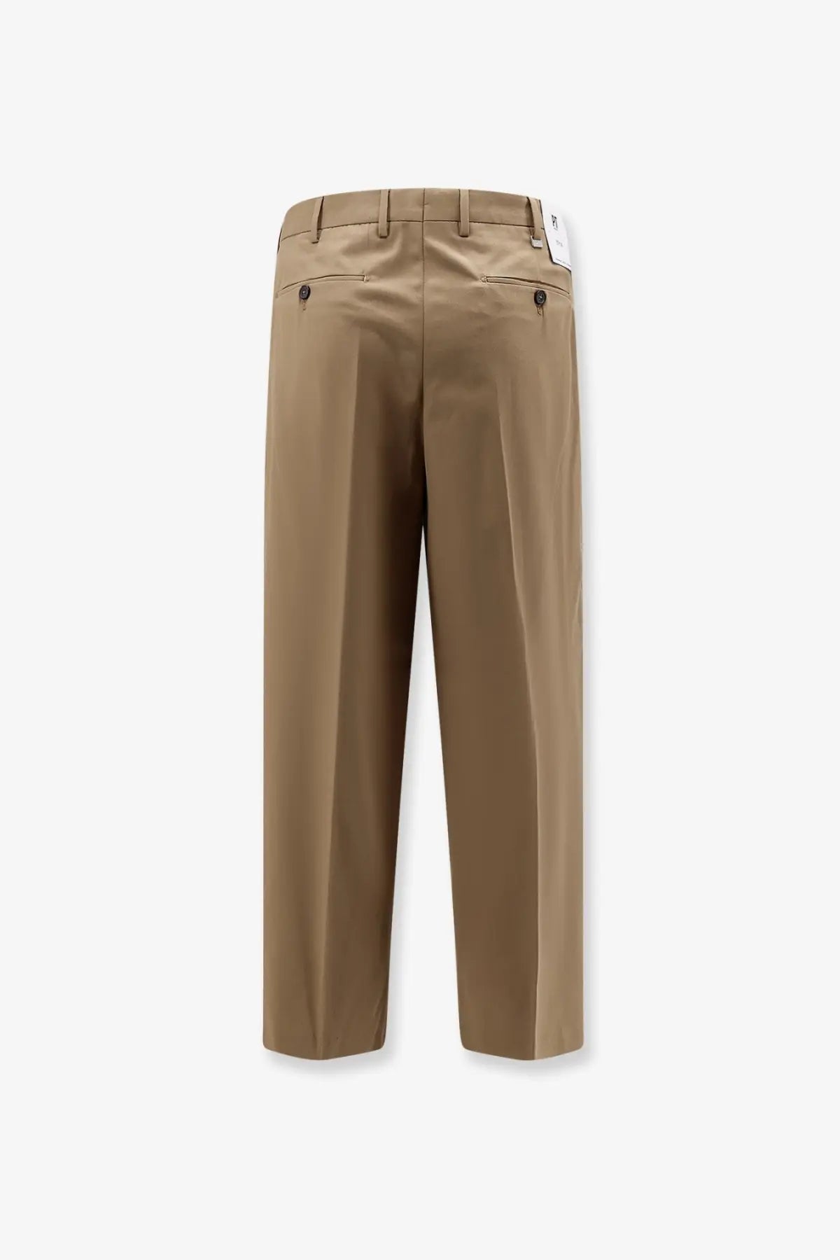 Beige pt torino men’s cotton chino trousers with clean tailored fit and subtle pleats at the back