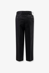 Pt Torino men’s black cotton trousers with a sleek straight-leg cut and subtle pleats at the back view
