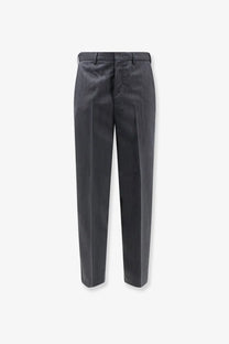 Dark gray tailored pt torino men’s dandy deluxe virgin wool trousers with subtle textured weave and straight-leg cut