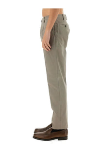 Pt torino men’s gabardine pants grey in khaki color with tailored fit and subtle stitching details