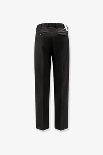 Pt torino men’s michael reworked virgin wool trousers black with sleek straight-leg cut and subtle stitching details