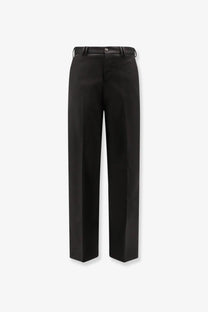 Pt torino men’s michael reworked black tailored virgin wool trousers with sleek straight-leg cut and subtle sheen