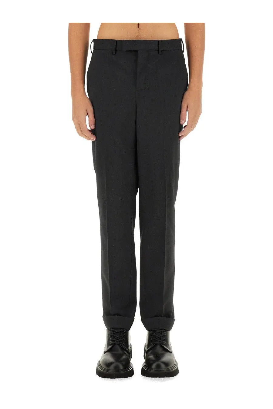 Pt torino men’s straight leg grey tailored trousers with sleek cut and subtle creases in high-quality fabric