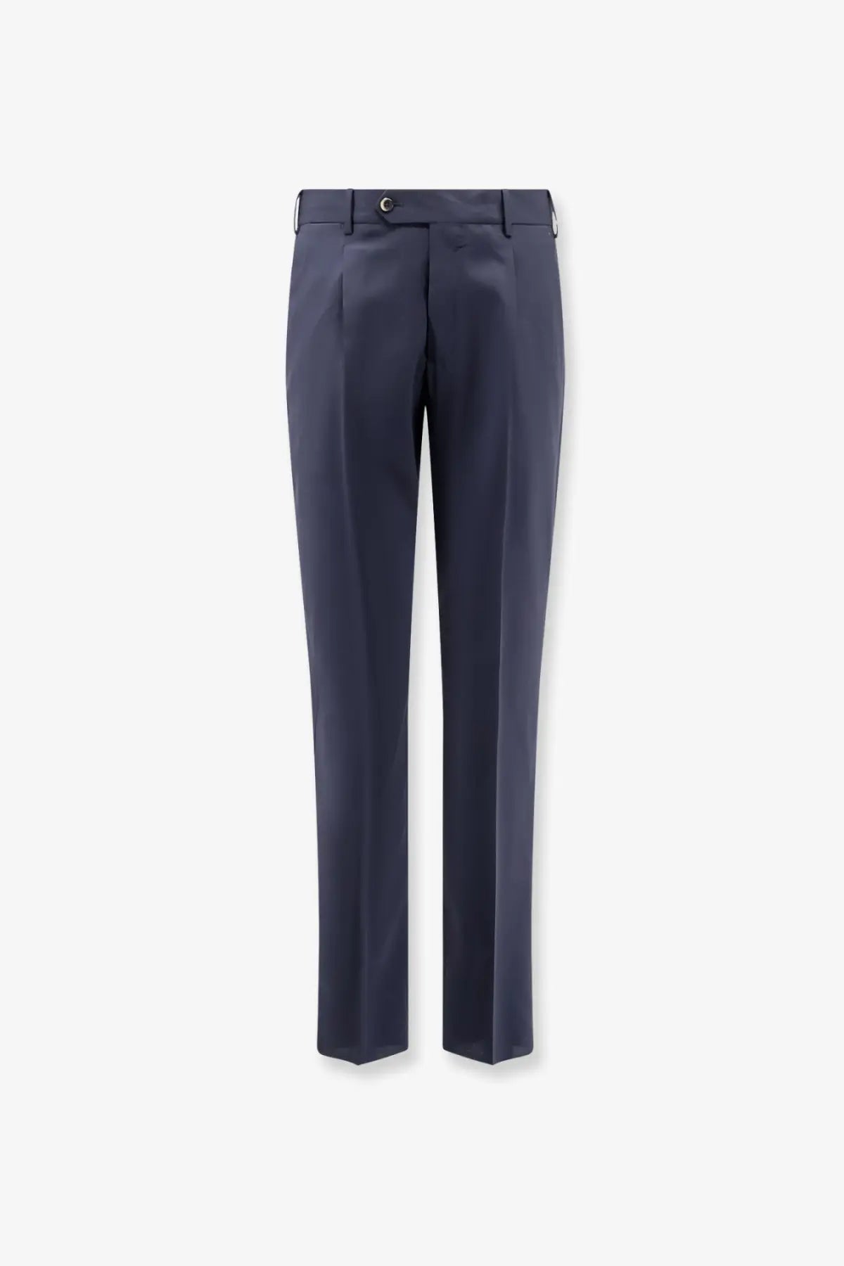 Navy blue pt torino men’s virgin wool tailored trousers with sleek straight-leg cut and subtle pleats at the waistband