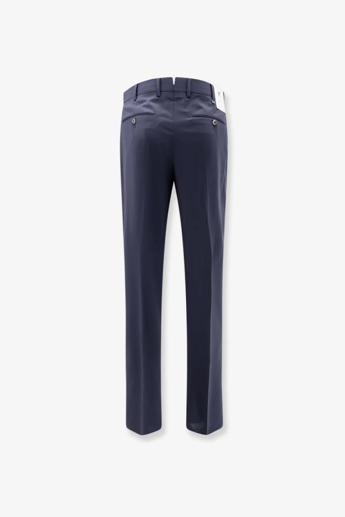 Pt Torino men’s virgin wool navy blue tailored trousers with sleek straight-leg cut and subtle stitching details