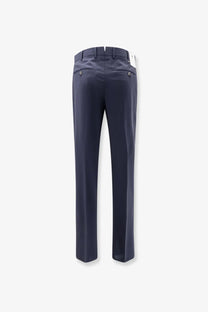 Pt Torino men’s virgin wool navy blue tailored trousers with sleek straight-leg cut and subtle stitching details