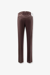 Pt torino men’s brown virgin wool tailored trousers with sleek straight-leg cut and subtle stitching details