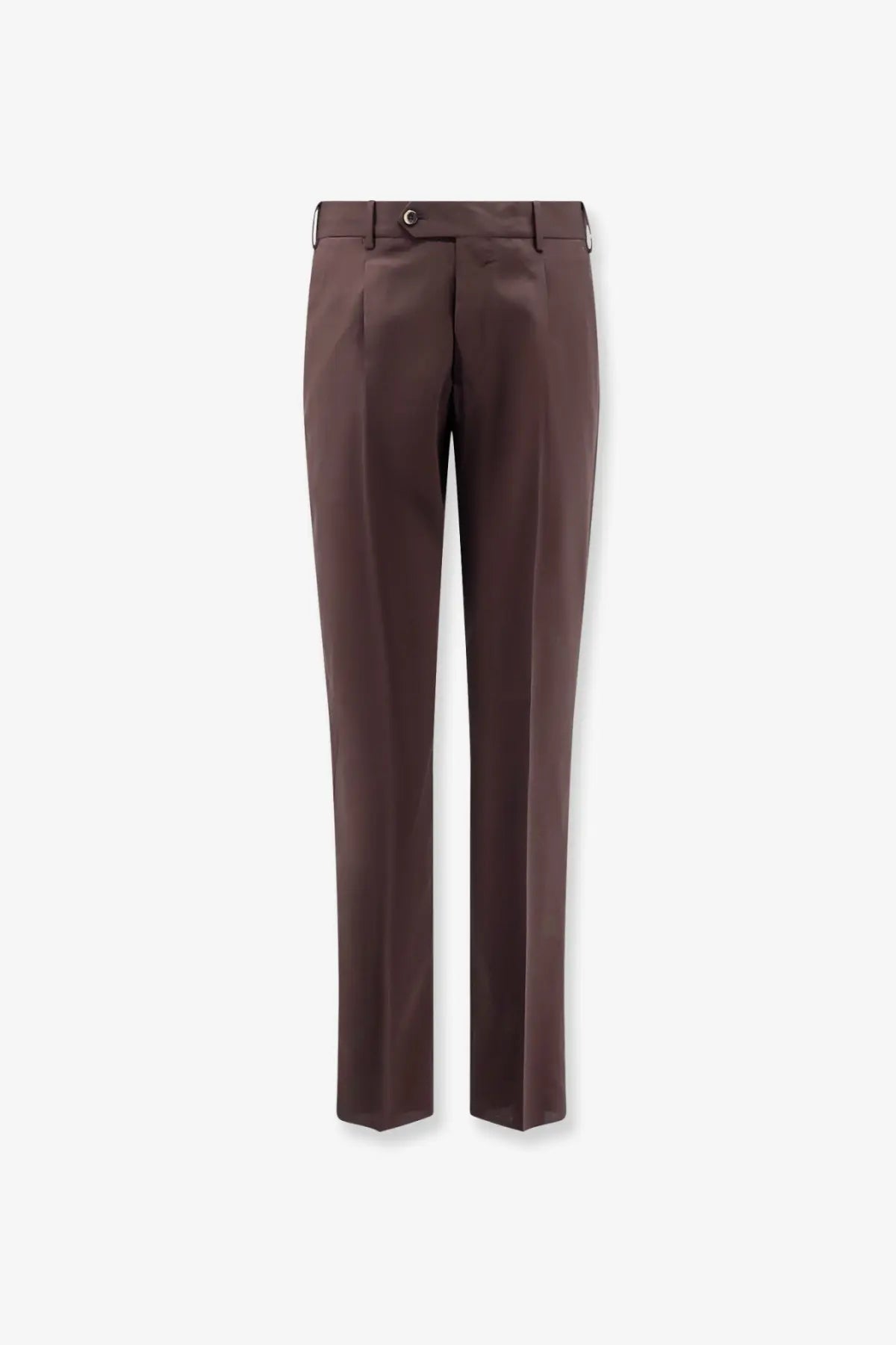 Pt Torino men’s virgin wool trousers in brown with a sleek straight-leg cut and subtle waistband pleats